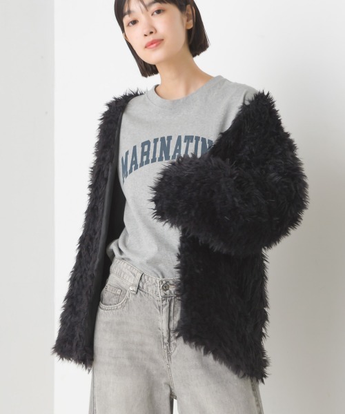 OMNES（オムネス）の「ペルシャシャギーカーディガン（カーディガン/ボレロ・レディース・ブラック/ベージュ/アイボリー/モカ/グレイッシュベージュ・FREE）」の3枚目の写真