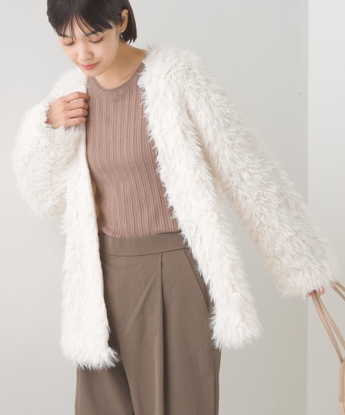 OMNES（オムネス）の「ペルシャシャギーカーディガン（カーディガン/ボレロ・レディース・ブラック/ベージュ/アイボリー/モカ/グレイッシュベージュ・FREE）」の6枚目の写真