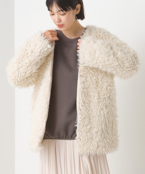 OMNES（オムネス）の「ペルシャシャギーカーディガン（カーディガン/ボレロ・レディース・ブラック/ベージュ/アイボリー/モカ/グレイッシュベージュ・FREE）」の7枚目の写真