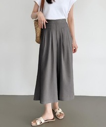 さらっと涼しげ コットンリネン ワイドガウチョパンツ 夏服