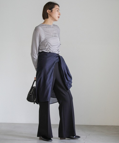 select MOCA（セレクトモカ）の「カットジョーゼットセミフレアパンツ（その他パンツ・レディース・ダークカーキ/ブルーグレー/ブラック・SMALL/MEDIUM/LARGE）」の12枚目の写真