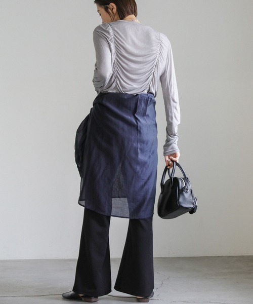 select MOCA（セレクトモカ）の「カットジョーゼットセミフレアパンツ（その他パンツ・レディース・ダークカーキ/ブルーグレー/ブラック・SMALL/MEDIUM/LARGE）」の13枚目の写真