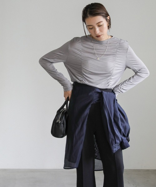 select MOCA（セレクトモカ）の「カットジョーゼットセミフレアパンツ（その他パンツ・レディース・ダークカーキ/ブルーグレー/ブラック・SMALL/MEDIUM/LARGE）」の15枚目の写真