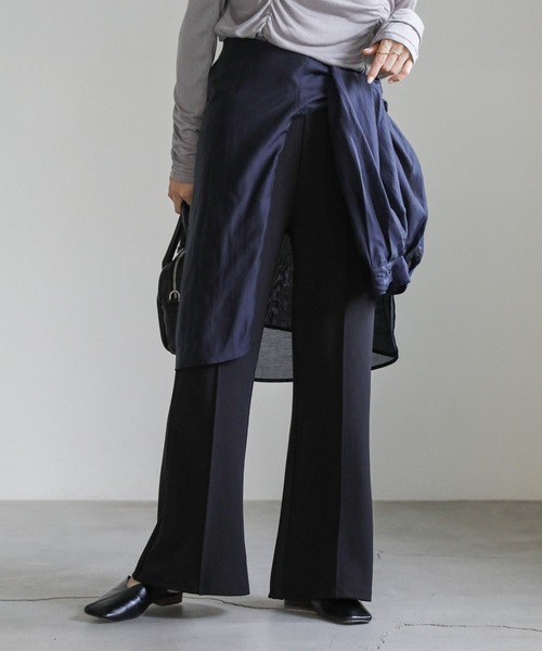 select MOCA（セレクトモカ）の「カットジョーゼットセミフレアパンツ（その他パンツ・レディース・ダークカーキ/ブルーグレー/ブラック・SMALL/MEDIUM/LARGE）」の7枚目の写真