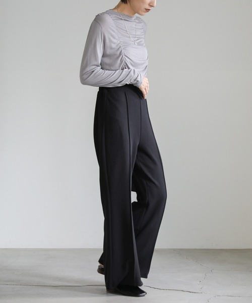 select MOCA（セレクトモカ）の「カットジョーゼットセミフレアパンツ（その他パンツ・レディース・ダークカーキ/ブルーグレー/ブラック・SMALL/MEDIUM/LARGE）」の9枚目の写真