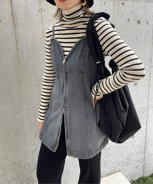 y/m by misato（イムバイミサト）の「デニムフロントジップビスチェ（ベスト・レディース・グレー/ブルー・FREE）」の10枚目の写真