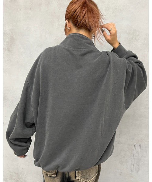 WHO'S WHO gallery（フーズフーギャラリー）の「【SLOPPY/スロッピー】ピグメントハーフジップスウェット（スウェット・レディース・チャコールグレー/ホワイト/ネイビー・FREE）」の6枚目の写真