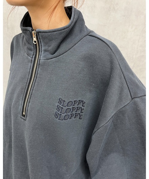 WHO'S WHO gallery（フーズフーギャラリー）の「【SLOPPY/スロッピー】ピグメントハーフジップスウェット（スウェット・レディース・チャコールグレー/ホワイト/ネイビー・FREE）」の11枚目の写真