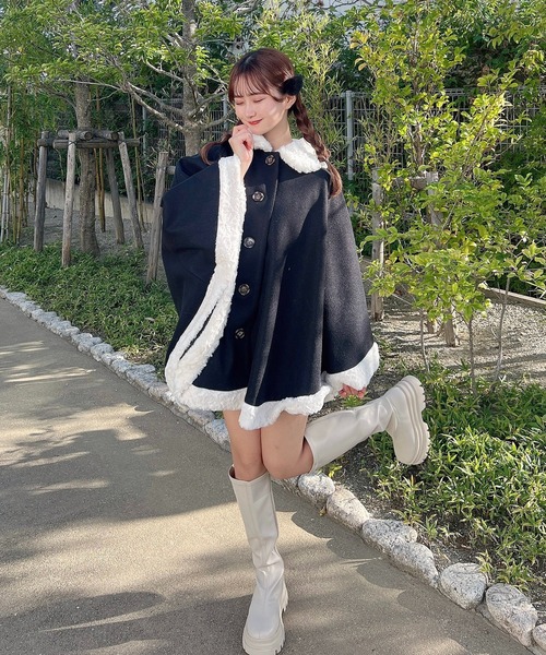 apres jour 【あかちゃすコラボアイテム】フェイクファーポンチョコート apres jour by あかちゃす（アプレジュールバイアカチャス）の