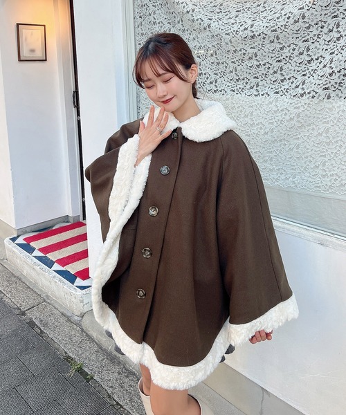 apres jour by あかちゃす（アプレジュールバイアカチャス）の「【あかちゃすコラボアイテム】フェイクファーポンチョコート【ZOZOTOWN限定アイテム】（ポンチョ・レディース・オフホワイト/ブラウン/ブラック・X-LARGE/フリー）」の15枚目の写真