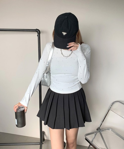 non-hedge(ノンヘッジ)の「ストーン付きTシャツ(Tシャツ/カットソー・レディース・グレー/オフホワイト/ブラック・FREE)」の5枚目の写真