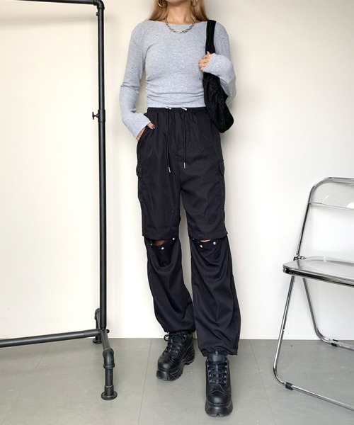 non-hedge(ノンヘッジ)の「ストーン付きTシャツ(Tシャツ/カットソー・レディース・グレー/オフホワイト/ブラック・FREE)」の7枚目の写真