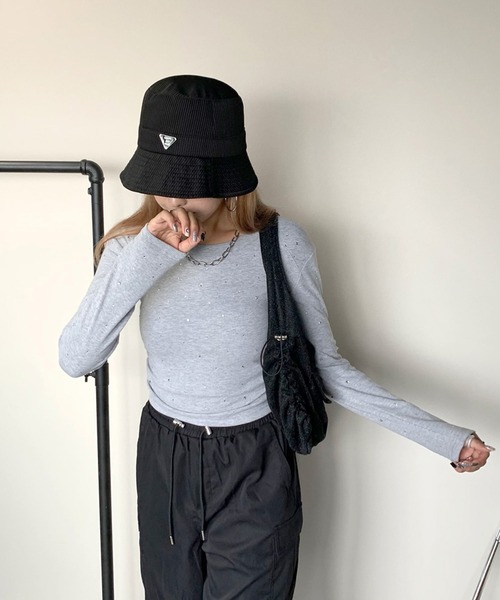 non-hedge(ノンヘッジ)の「ストーン付きTシャツ(Tシャツ/カットソー・レディース・グレー/オフホワイト/ブラック・FREE)」の8枚目の写真