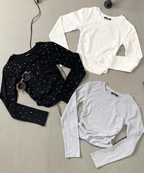 non-hedge(ノンヘッジ)の「ストーン付きTシャツ(Tシャツ/カットソー・レディース・グレー/オフホワイト/ブラック・FREE)」の19枚目の写真