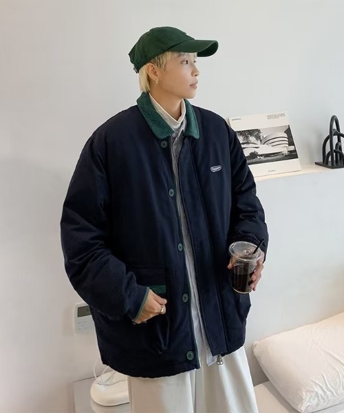 B.R.U(ブル)の「衿コーデュロイ切り替え中綿ジャケット(ブルゾン・メンズ・ネイビー/グレー・FREE)」の20枚目の写真