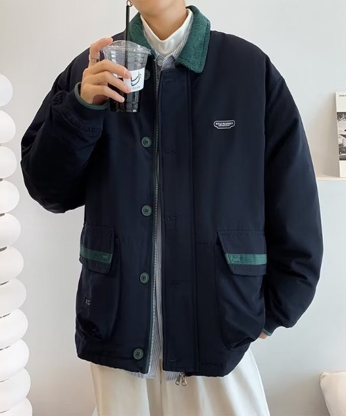 B.R.U(ブル)の「衿コーデュロイ切り替え中綿ジャケット(ブルゾン・メンズ・ネイビー/グレー・FREE)」の18枚目の写真