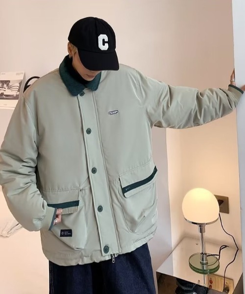 B.R.U(ブル)の「衿コーデュロイ切り替え中綿ジャケット(ブルゾン・メンズ・ネイビー/グレー・FREE)」の19枚目の写真