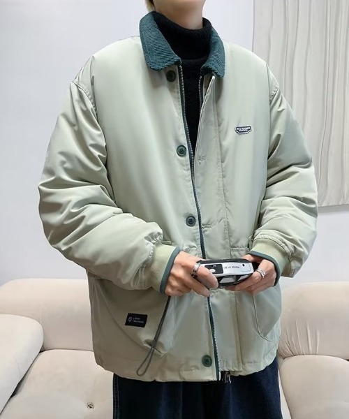 B.R.U(ブル)の「衿コーデュロイ切り替え中綿ジャケット(ブルゾン・メンズ・ネイビー/グレー・FREE)」の9枚目の写真