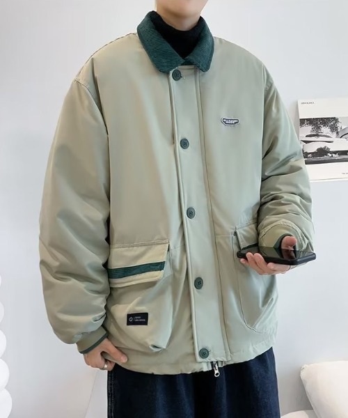 B.R.U(ブル)の「衿コーデュロイ切り替え中綿ジャケット(ブルゾン・メンズ・ネイビー/グレー・FREE)」の22枚目の写真