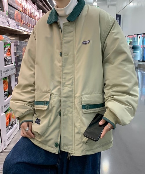 セール】衿コーデュロイ切り替え中綿ジャケット（ブルゾン）｜B.R.U