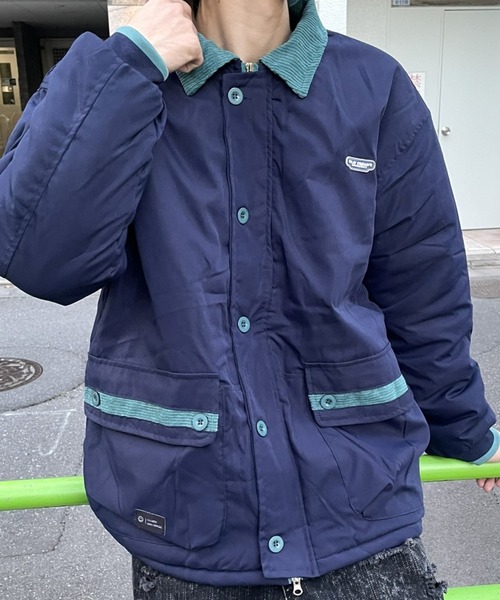 セール】衿コーデュロイ切り替え中綿ジャケット（ブルゾン）｜B.R.U