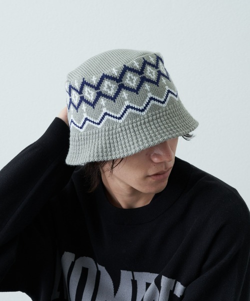 COLONY 2139(コロニートゥーワンスリーナイン)の「アクリルジャガードニットハット(ハット・メンズ・グレー/ブラック・FREE)」の1枚目の写真