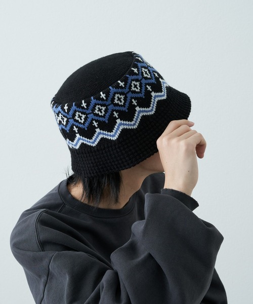 COLONY 2139(コロニートゥーワンスリーナイン)の「アクリルジャガードニットハット(ハット・メンズ・グレー/ブラック・FREE)」の2枚目の写真