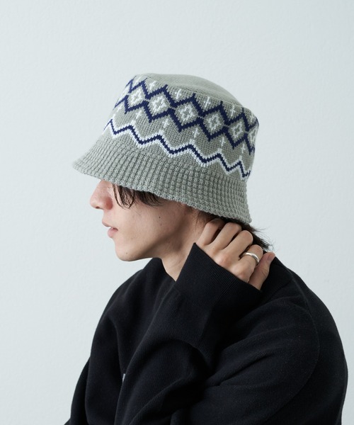 COLONY 2139(コロニートゥーワンスリーナイン)の「アクリルジャガードニットハット(ハット・メンズ・グレー/ブラック・FREE)」の5枚目の写真