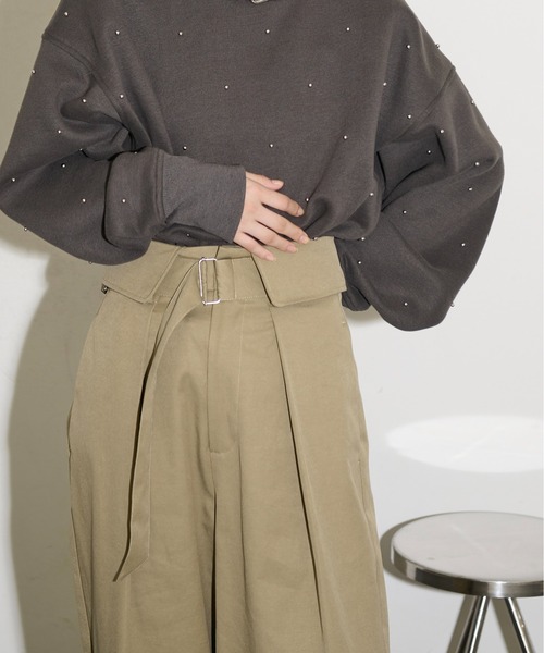 THE YOn（ザヨン）の「カフウエストベルテッドタックワイドパンツ（チノパンツ・レディース・オリーブ/チャコールグレー/ネイビー・M/S）」の14枚目の写真