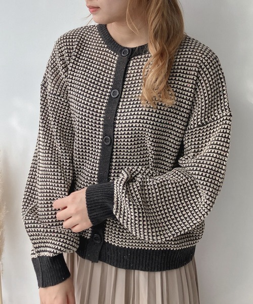 AS KNOW AS plus（アズノゥアズプラス）の「☆前後着用可能 2WAY配色ネップカーディガン（カーディガン/ボレロ・レディース・ブルー/チャコールグレー/オレンジ/グリーン・FREE）」の5枚目の写真