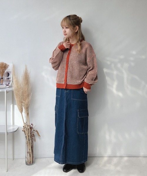 AS KNOW AS plus（アズノゥアズプラス）の「☆前後着用可能 2WAY配色ネップカーディガン（カーディガン/ボレロ・レディース・ブルー/チャコールグレー/オレンジ/グリーン・FREE）」の20枚目の写真