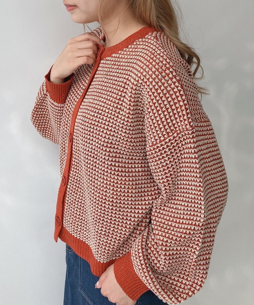 AS KNOW AS plus（アズノゥアズプラス）の「☆前後着用可能 2WAY配色ネップカーディガン（カーディガン/ボレロ・レディース・ブルー/チャコールグレー/オレンジ/グリーン・FREE）」の17枚目の写真