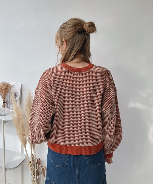 AS KNOW AS plus（アズノゥアズプラス）の「☆前後着用可能 2WAY配色ネップカーディガン（カーディガン/ボレロ・レディース・ブルー/チャコールグレー/オレンジ/グリーン・FREE）」の19枚目の写真