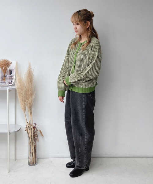 AS KNOW AS plus（アズノゥアズプラス）の「☆前後着用可能 2WAY配色ネップカーディガン（カーディガン/ボレロ・レディース・ブルー/チャコールグレー/オレンジ/グリーン・FREE）」の15枚目の写真