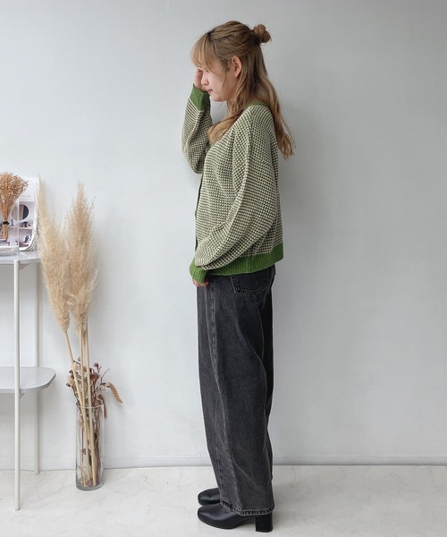 AS KNOW AS plus（アズノゥアズプラス）の「☆前後着用可能 2WAY配色ネップカーディガン（カーディガン/ボレロ・レディース・ブルー/チャコールグレー/オレンジ/グリーン・FREE）」の16枚目の写真