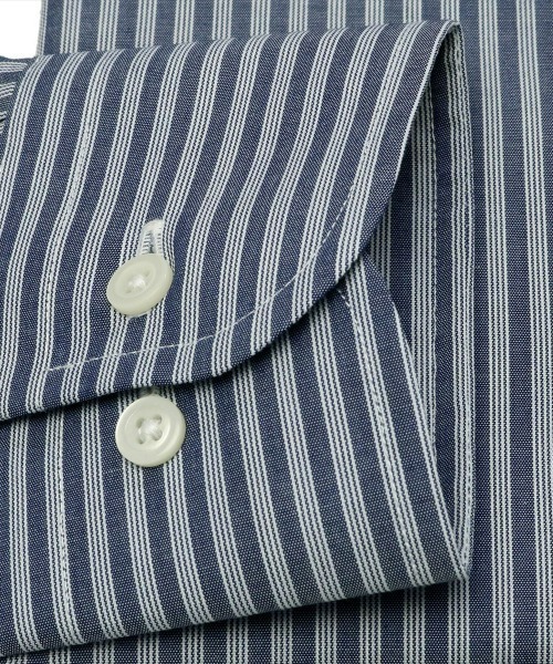 TOKYO SHIRTS（トウキョウシャツ）の「形態安定ノーアイロン ボタンダウン 長袖ビジネスワイシャツ（ビジネスシャツ・メンズ・ダークブルー・首回り43cm-裄丈86cm/首回り39cm-裄丈80cm/首回り43cm-裄丈82cm/首回り41cm-裄丈86cm/首回り41cm-裄丈82cm/首回り39cm-裄丈84cm/首回り42cm-裄丈86cm/首回り42cm-裄丈82cm/首回り37cm-裄丈80cm/首回り37cm-裄丈84cm）」の3枚目の写真