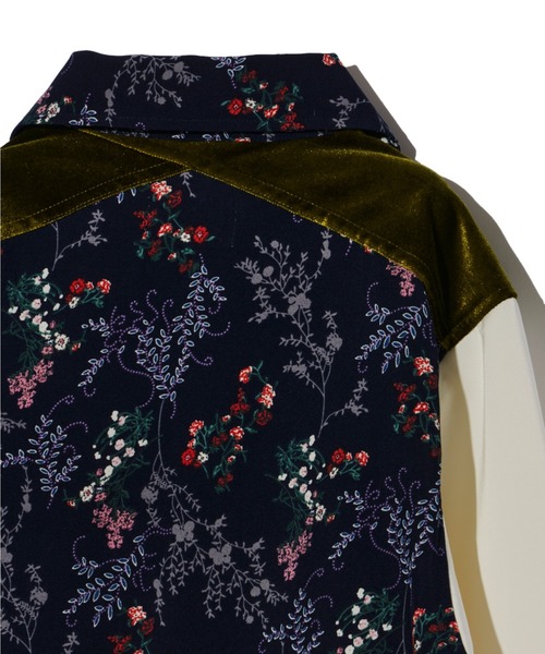 お値下げ歓迎 OPULENCE オーピュレンス　チュール切り替えフラワーシャツ お値下げ歓迎 OPULENCE オーピュレンス チュール切り替え