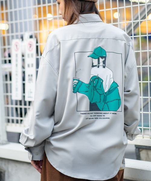 UNIIT（ユニット）の「【UNIIT/ユニット】 ガールズバックプリント ビッグシルエットシャツ（シャツ/ブラウス・メンズ・グレー系その他2/ブルー系その他/ホワイト系その他2/ブラック系その他/グレー系その他/ブルー系その他2・MEDIUM/LARGE）」の4枚目の写真