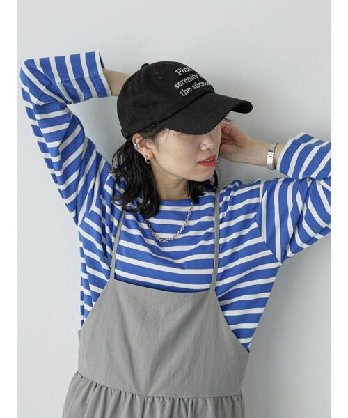 Samansa Mos2 blue（サマンサモスモスブルー）の「ボーダーバスクプルオーバー（Tシャツ/カットソー・レディース・グリーン/イエロー/ブルー/オフホワイト/パープル・F）」の21枚目の写真