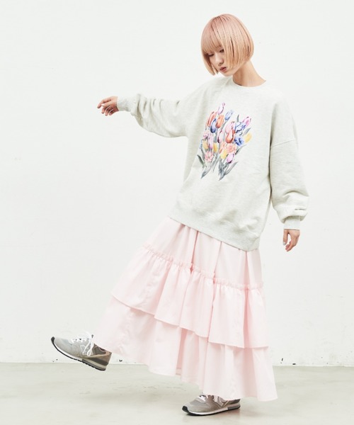 MERLOT（メルロー）の「チューリップスウェット（スウェット・レディース・グレー/ホワイト・FREE）」の10枚目の写真