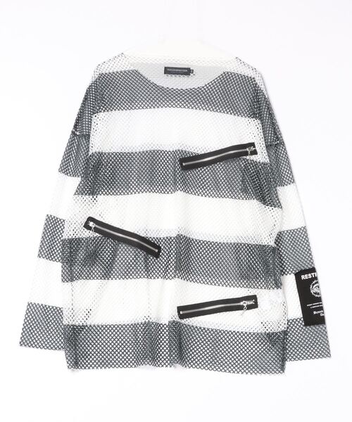 ＪＵＧＬＡＮＳ（ユグランス）の「【PSYCHO NATION】メッシュボーダーロンＴ（Tシャツ/カットソー・メンズ・レッド/ホワイト・M/L）」の2枚目の写真