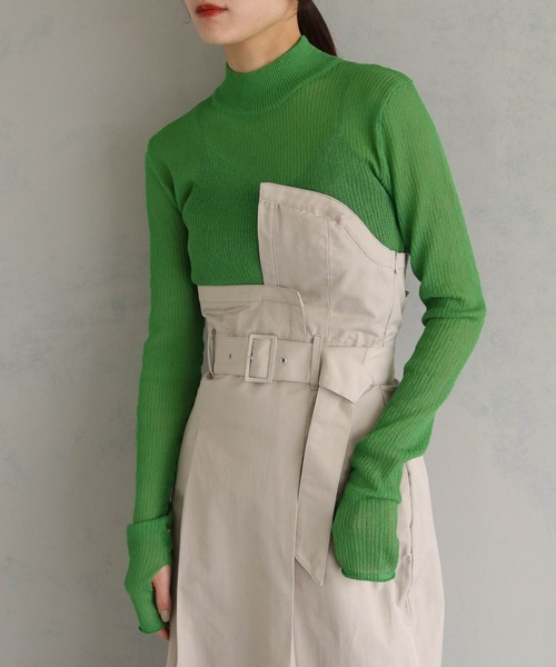 &g'aime（アンジェム）の「【&g'aime】ハイネックシアーリブニットトップス（ニット/セーター・レディース・グリーン/ブラック/グレー・FREE）」の20枚目の写真