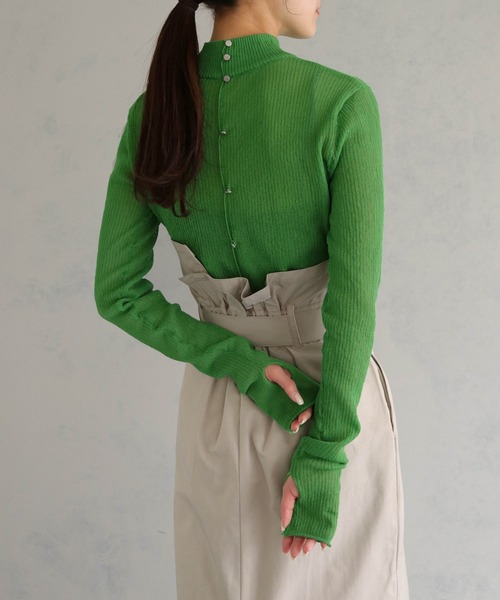 &g'aime（アンジェム）の「【&g'aime】ハイネックシアーリブニットトップス（ニット/セーター・レディース・グリーン/ブラック/グレー・FREE）」の18枚目の写真