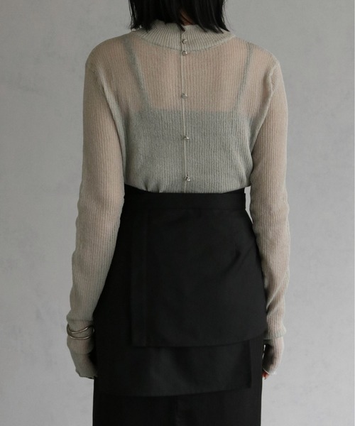 &g'aime（アンジェム）の「【&g'aime】ハイネックシアーリブニットトップス（ニット/セーター・レディース・グリーン/ブラック/グレー・FREE）」の7枚目の写真