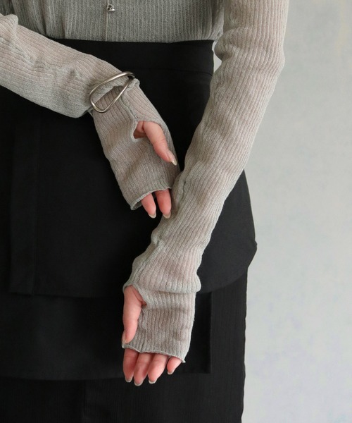 &g'aime（アンジェム）の「【&g'aime】ハイネックシアーリブニットトップス（ニット/セーター・レディース・グリーン/ブラック/グレー・FREE）」の5枚目の写真