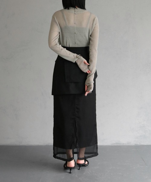 &g'aime（アンジェム）の「【&g'aime】ハイネックシアーリブニットトップス（ニット/セーター・レディース・グリーン/ブラック/グレー・FREE）」の12枚目の写真