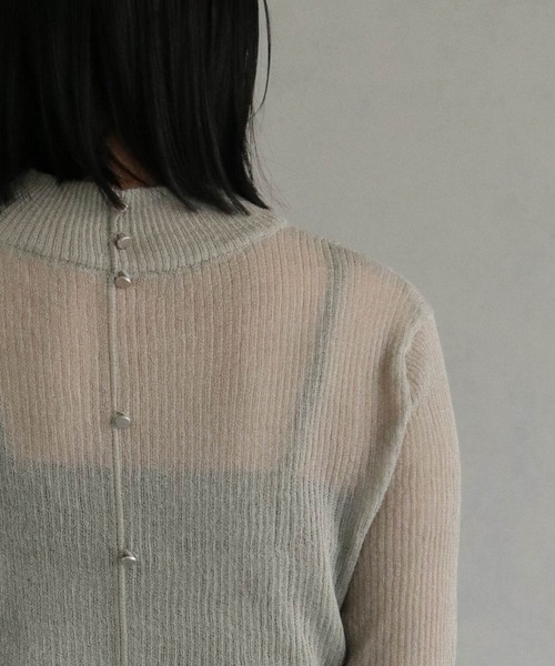 &g'aime（アンジェム）の「【&g'aime】ハイネックシアーリブニットトップス（ニット/セーター・レディース・グリーン/ブラック/グレー・FREE）」の6枚目の写真