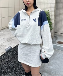 【MLB】スウェットZIPドルマンバイカラーフーディーワンピース