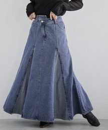 ワイドプリーツデニムフレアスカート