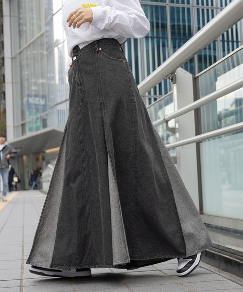 RAGEBLUE（レイジブルー）の「ワイドプリーツデニムフレアスカート（デニムスカート・レディース・ブラック/ブルー・FREE）」の13枚目の写真